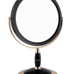 WEISEN B7808 BLK/G Black&Gold Зеркало настольное двухстороннее, 5-кр.увеличение 18см