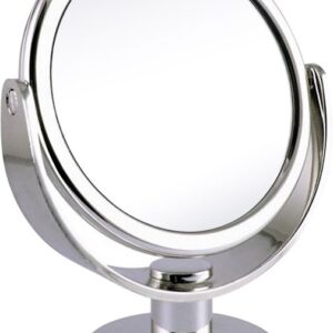 WEISEN 9718 VSilver Зеркало настольное круглое, двухстороннее 13,2х17см