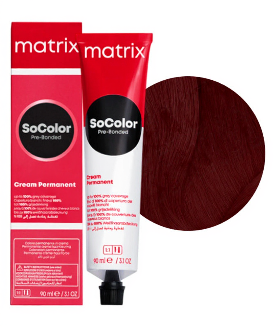 MATRIX PROFESSIONAL 5RV+ SOCOLOR PRE-BONDED СТОЙКАЯ КРЕМ-КРАСКА ДЛЯ ВОЛОС СВЕТЛЫЙ ШАТЕН КРАСНО-ПЕРЛАМУТРОВЫЙ С БОНДЕРОМ, 90мл.