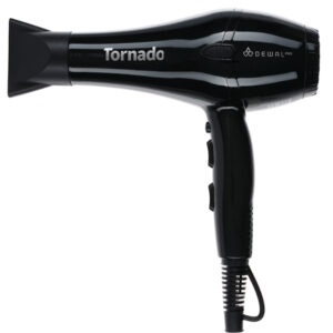 DEWAL PRO TORNADO Фен черный, вес 480гр, 2300Вт, ионизация, 2 насадки
