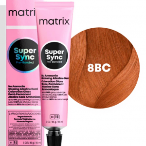 MATRIX PROFESSIONAL 8BC SUPER SYNC PRE-BONDED ТОНИРУЮЩАЯ КРАСКА ДЛЯ ВОЛОС БЕЗ АММИАКА СВЕТЛЫЙ БЛОНДИН КОРИЧНЕВО-МЕДНЫЙ, 90мл