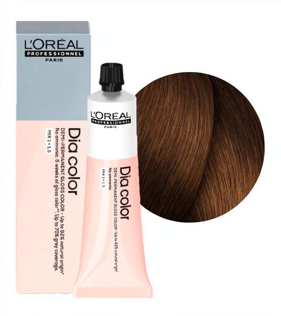 L'OREAL PROFESSIONNEL 6.84 DIA COLOR КРАСИТЕЛЬ-БЛЕСК БЕЗ АММИАКА ТЕМНЫЙ БЛОНДИН МОККА МЕДНЫЙ, 60мл