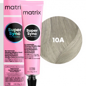 MATRIX PROFESSIONAL 10A SUPER SYNC PRE-BONDED ТОНИРУЮЩАЯ КРАСКА ДЛЯ ВОЛОС БЕЗ АММИАКА ОЧЕНЬ ОЧЕНЬ СВЕТЛЫЙ БЛОНДИН ПЕПЕЛЬНЫЙ, 90мл
