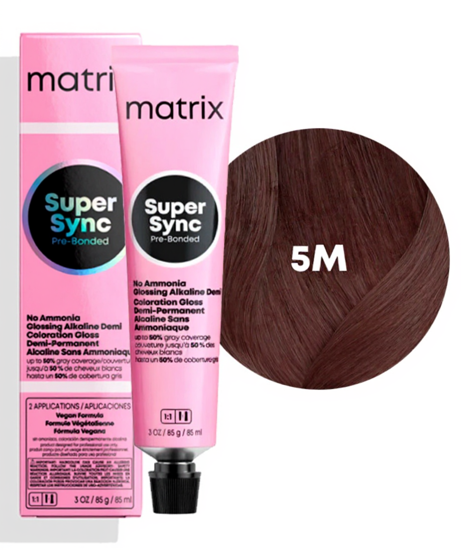 MATRIX PROFESSIONAL 5M SUPER SYNC PRE-BONDED ТОНИРУЮЩАЯ КРАСКА ДЛЯ ВОЛОС БЕЗ АММИАКА СВЕТЛЫЙ ШАТЕН МОККА, 90мл
