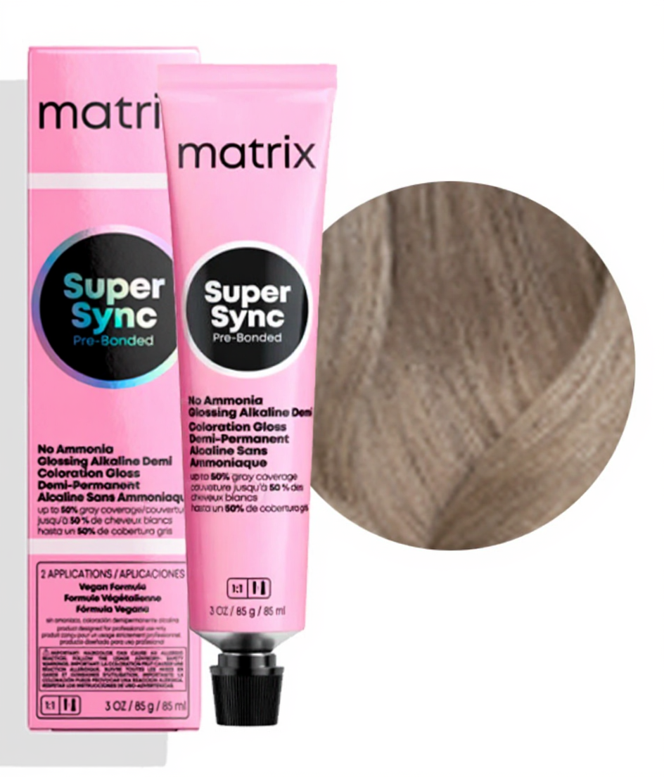 MATRIX PROFESSIONAL 9NA SUPER SYNC PRE-BONDED ТОНИРУЮЩАЯ КРАСКА ДЛЯ ВОЛОС БЕЗ АММИАКА ОЧЕНЬ СВЕТЛЫЙ БЛОНДИН НАТУРАЛЬНЫЙ ПЕПЕЛЬНЫЙ, 90мл