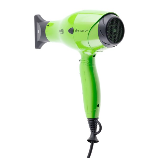 DEWAL PRO PROFILE COMPACT Фен зеленый, вес 600гр, 2000 Вт, ионизация, 2 насадки, провод 3м — изображение 3