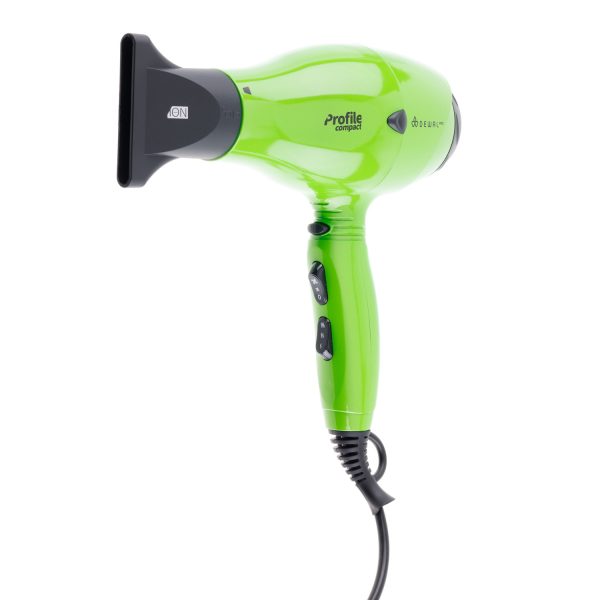 DEWAL PRO PROFILE COMPACT Фен зеленый, вес 600гр, 2000 Вт, ионизация, 2 насадки, провод 3м — изображение 4