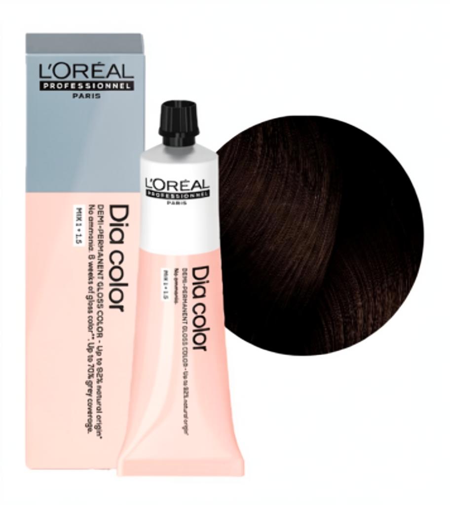 L'OREAL PROFESSIONNEL 4.12 DIA COLOR КРАСИТЕЛЬ-БЛЕСК БЕЗ АММИАКА ШАТЕН ПЕПЕЛЬНЫЙ ПЕРЛАМУТРОВЫЙ, 60мл
