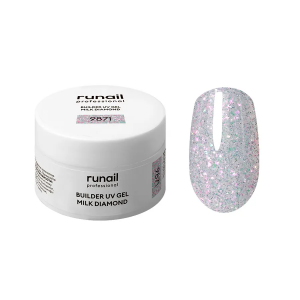 RUNAIL Моделирующий УФ-гель светоотражающий BUILDER UV GEL MILK DIAMOND, 15г №9871