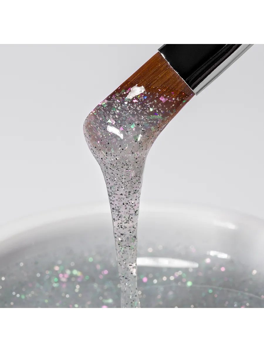 RUNAIL Моделирующий УФ-гель светоотражающий BUILDER UV GEL MILK DIAMOND, 15г №9871 — изображение 2