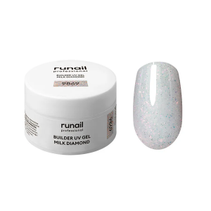 RUNAIL Моделирующий УФ-гель светоотражающий BUILDER UV GEL MILK DIAMOND, 15г №9869