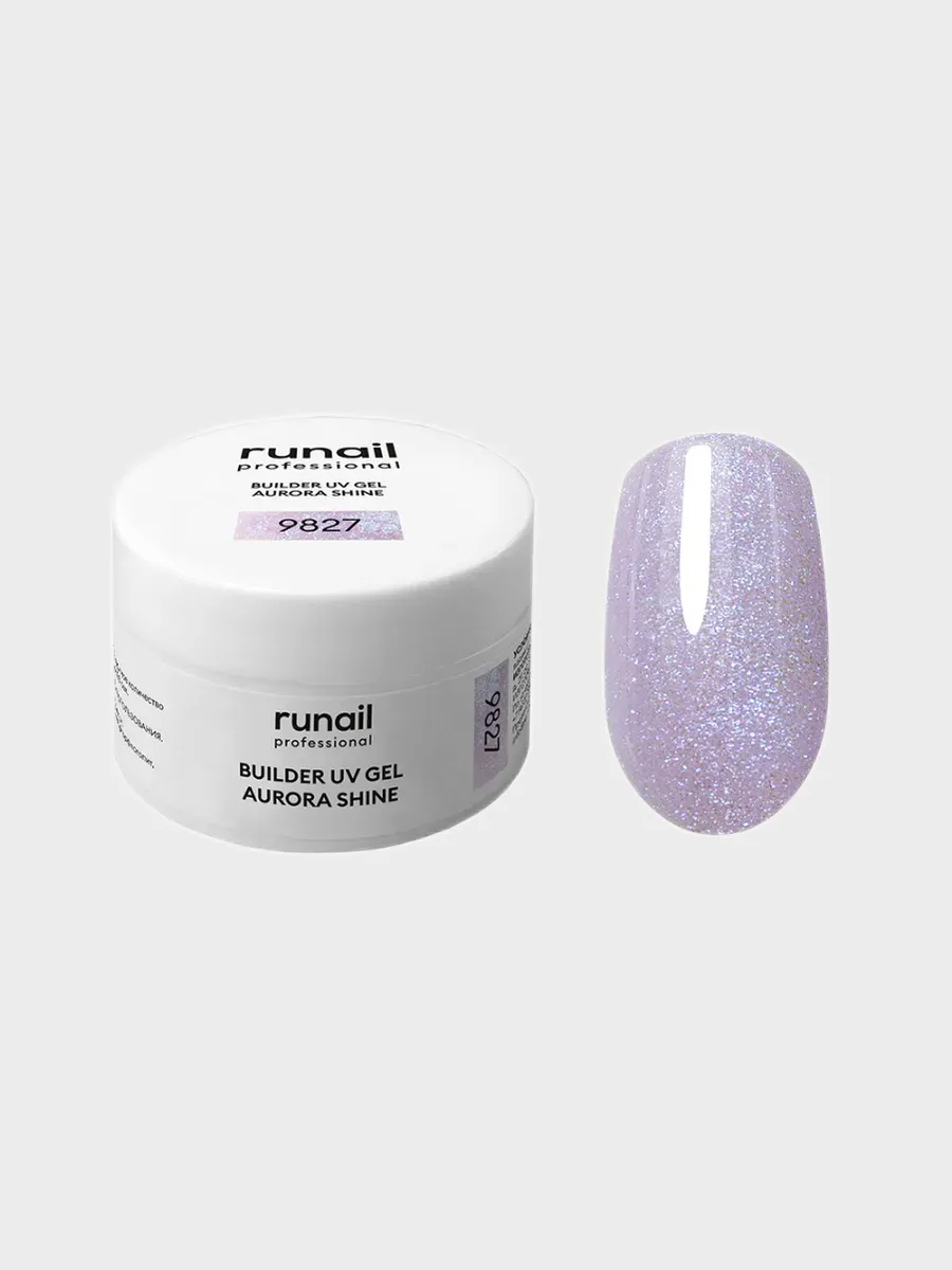 RUNAIL Моделирующий УФ-гель c шиммером BUILDER UV GEL AURORA SHINE, 15г №9827