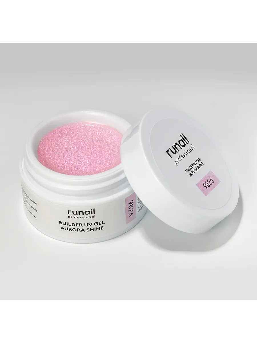 RUNAIL Моделирующий УФ-гель c шиммером BUILDER UV GEL AURORA SHINE, 15г №9826 — изображение 3