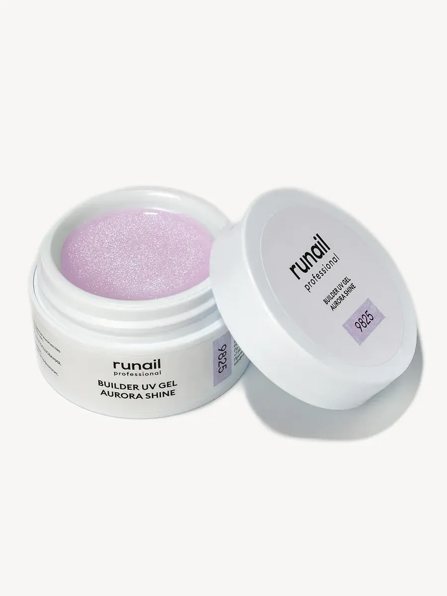RUNAIL Моделирующий УФ-гель c шиммером BUILDER UV GEL AURORA SHINE, 15г №9825 — изображение 3
