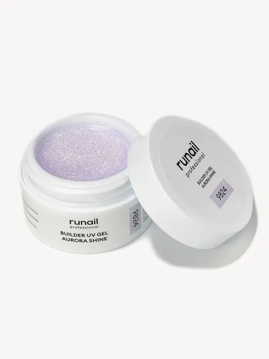 RUNAIL Моделирующий УФ-гель c шиммером BUILDER UV GEL AURORA SHINE, 15г №9824