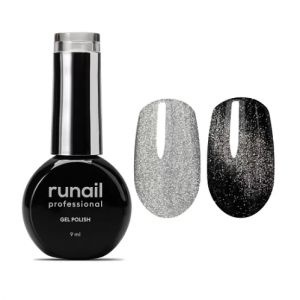 RUNAIL Гель-лак Gel Polish Cat's eye Silver, 9мл №9771