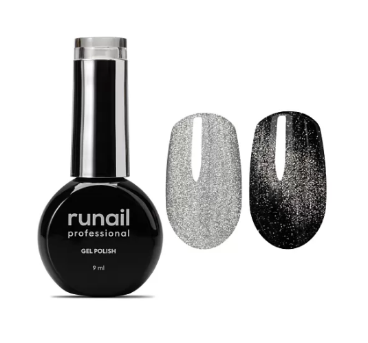 RUNAIL Гель-лак Gel Polish Cat's eye Silver, 9мл №9771
