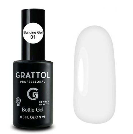 GRATTOL Gel Bottle 01 Гель для наращивания во флаконе с кистью, 9мл
