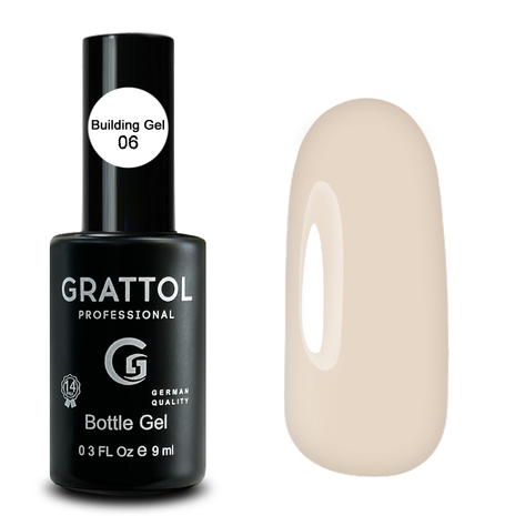 GRATTOL Gel Bottle 06 Гель для наращивания во флаконе с кистью, 9мл