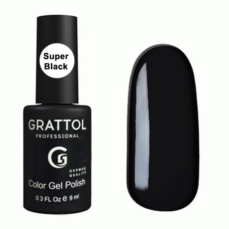 GRATTOL Color Gel Polish Гель-лак Super Black, 9мл