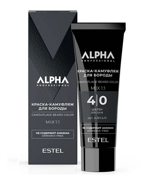 ESTEL PROFESSIONNEL 4/0 ALPHA PRO Краска-камуфляж для бороды, 40мл