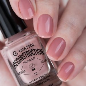 GRATTOL Лечебный лак для ногтей Nail Polish Reconstruction. Пыльная роза, 11мл